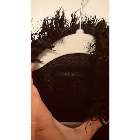 TAHARI CHARCOAL GRAY ZIP UP SWEATER FRINGE TRIM WOMENS SZ XL - Picture 6 of 12